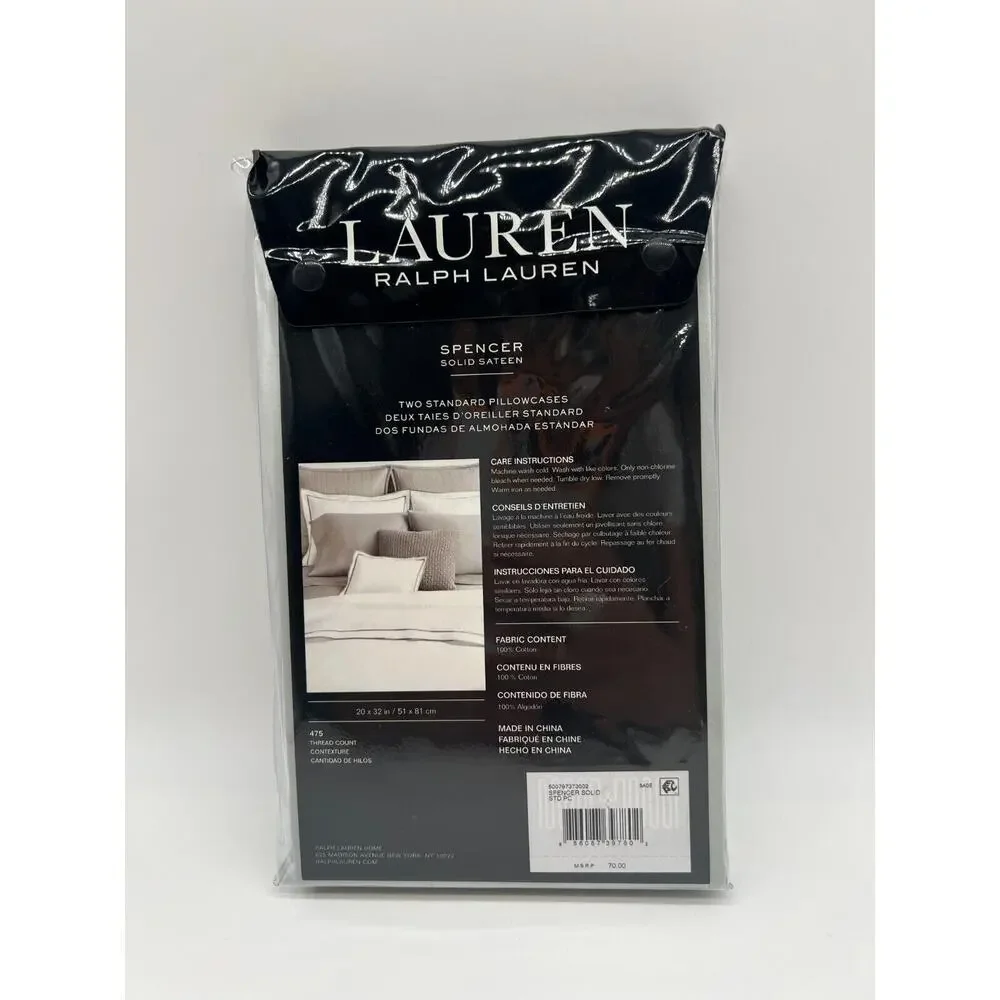 Lauren Ralph Lauren Spencer Solid Sateen Standard Pillowcases Sage NWT